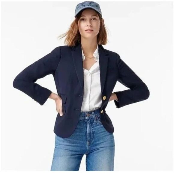 J. Crew schoolboy navy blue wool blend blazer 4 Gold accent buttons - Picture 12 of 12